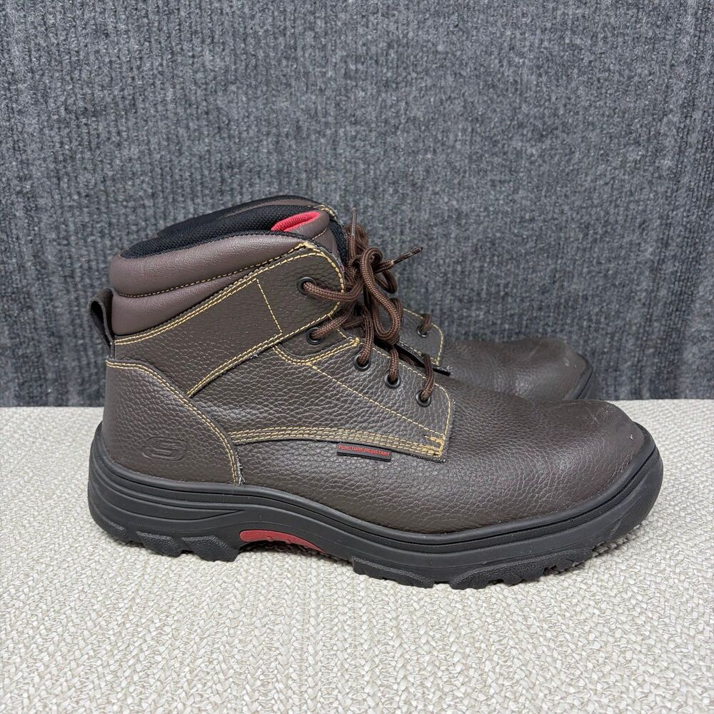Skechers Burgin Tarlac Steel Toe Puncture Resistant Work Boots Brown Leather 14